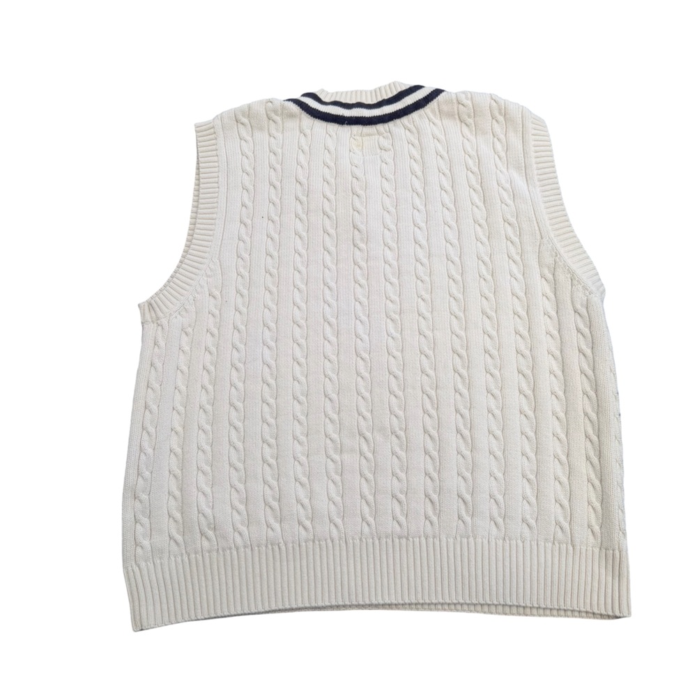 90s Tommy Hilfiger Crest Logo Cable Knit Sweater Vest - Picture 5 of 6